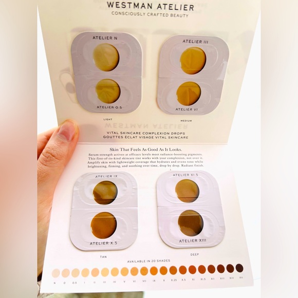 5 for 25⚡️Westman Atelier Vital Skincare Complexion Drops Skin Tint Sample Card - Picture 2 of 11